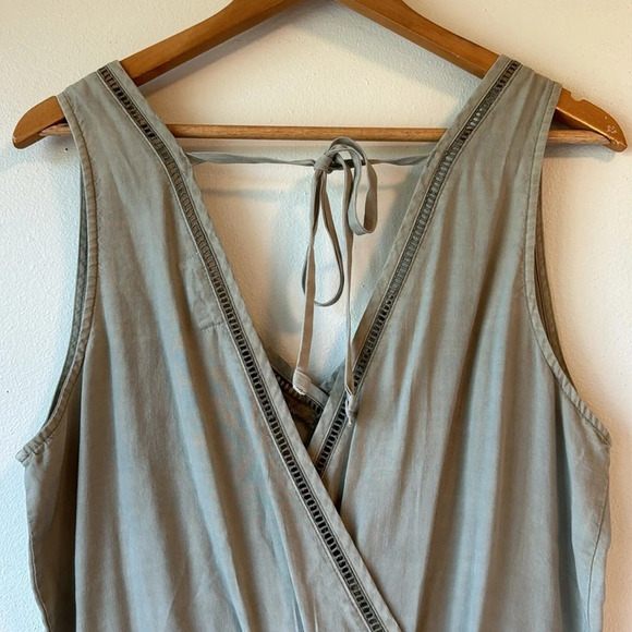 Bella Dahl Tarsha Cross Back Jumpsuit NWOT Small Olive Tie Waist Trim Detail - Picture 8 of 15